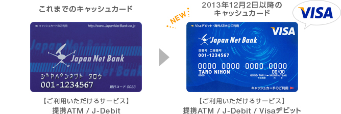 ����܂ł̃L���b�V���J�[�h�y�����p����������T�[�r�X�z��gATM/J-Debit�@���@2013�N12��2���ȍ~�̃L���b�V���J�[�h�y�����p����������T�[�r�X�z��gATM/J-Debit/Visa�f�r�b�g